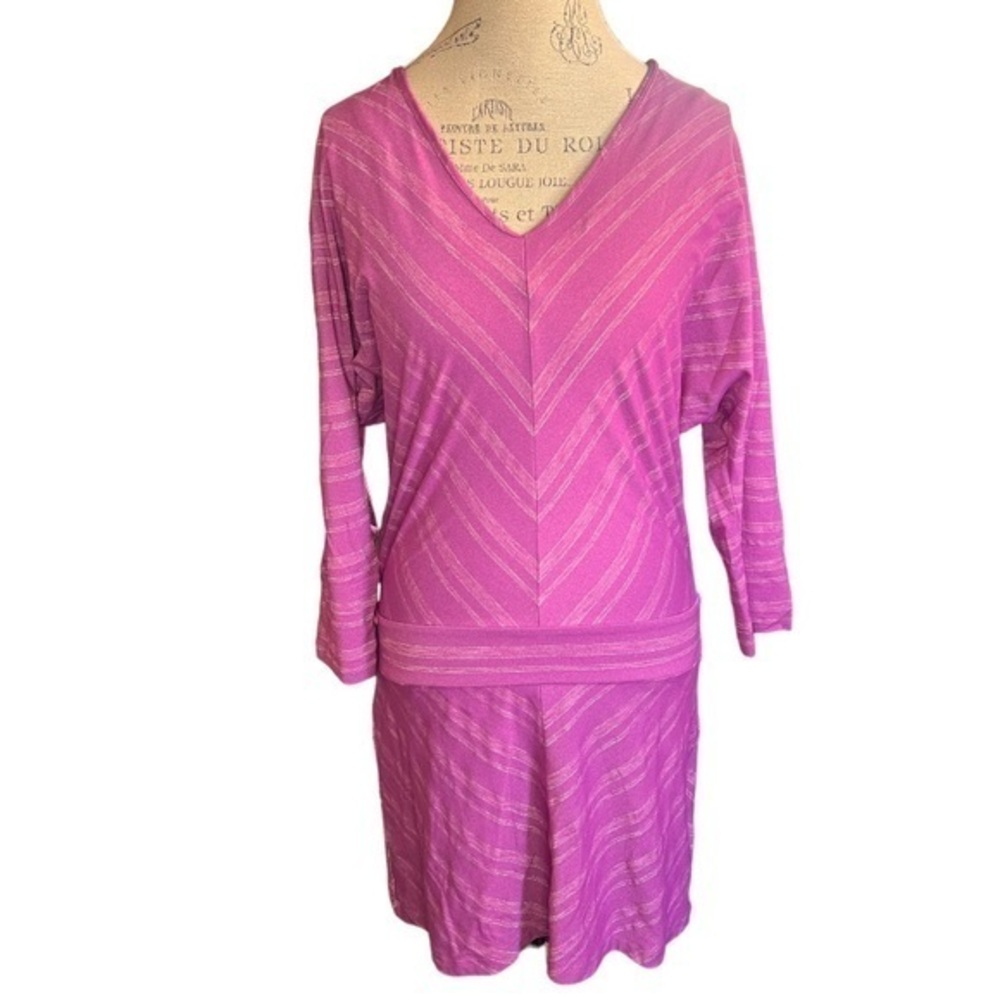 Athleta sparklelust stripe chevron dress, long sleeve, light purple size S